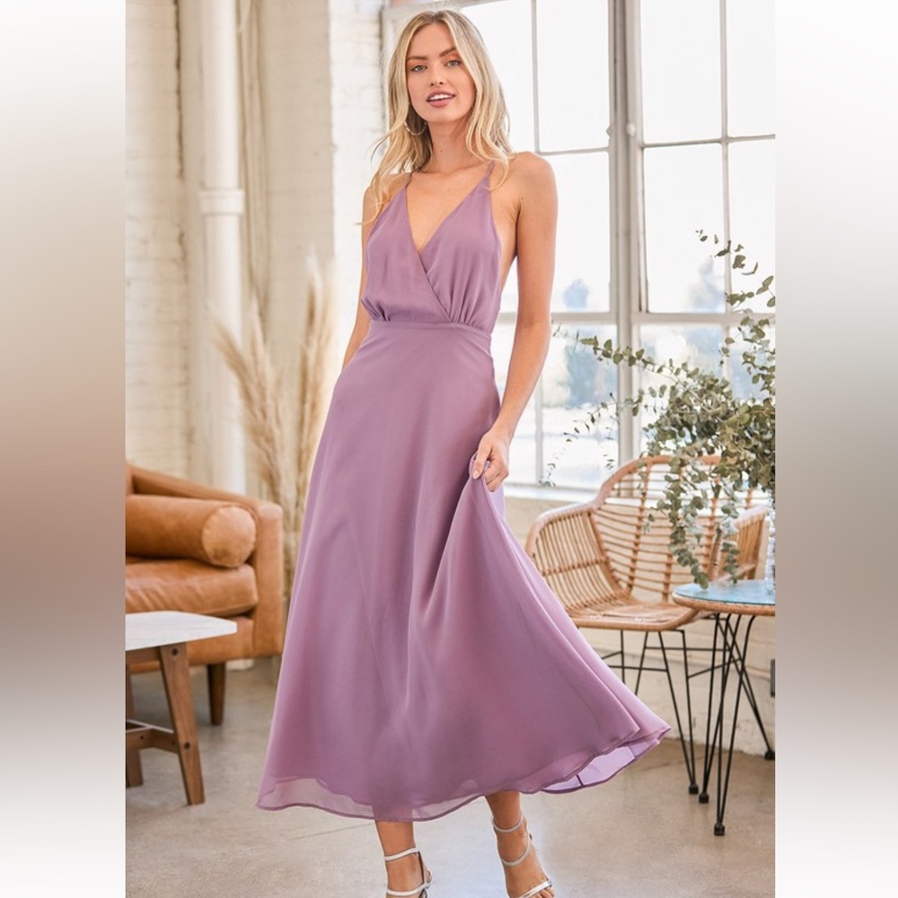 Lulus Resounding Beauty Dusty Purple Surplice Maxi Dress Size Large